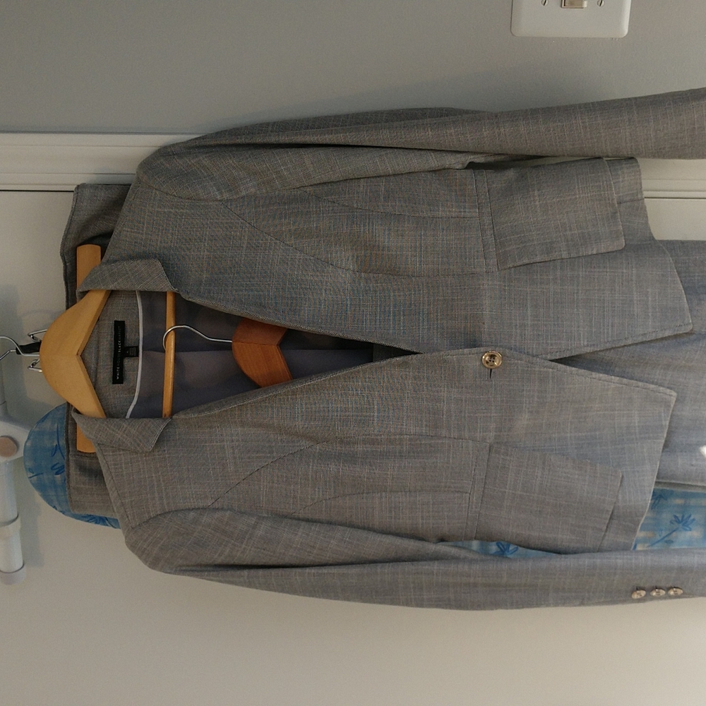 Women's Gray Plaid Tailored Blazer Jacket